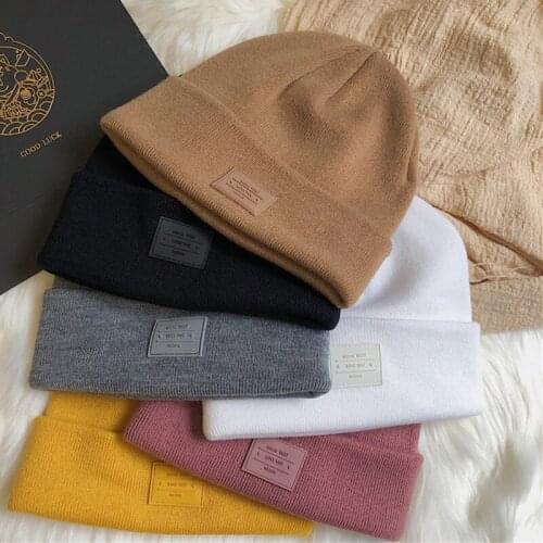 Solid Color Knitted Beanie Autumn Winter Hats For Women Men Casual Beanies Bonnet Soft Crochet Unisex Outdoor Warm Cap Hat