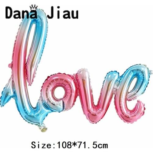 DANAJIAU NEW Big LOVE gradually changing color Letter foil Balloon Wedding decoration balloons Valentines Day Anniversary ball