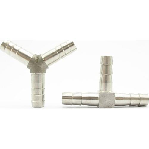 304 Stainless Steel 3 Way Pipe Fitting Tee Y Shaped Connector Coupler Adapter 4/6/8/10/12/13/14/15/16/19/20mm Hose Barb