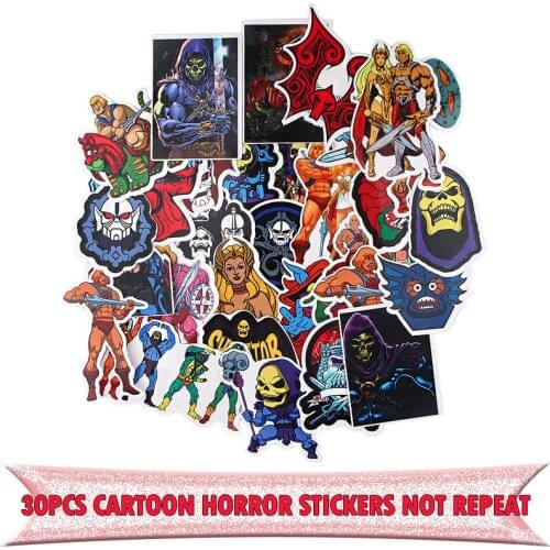 E2320 30pcs Cartoon Horror Character Waterproof Stickers Skateboard Suitcase Guitar Graffiti DIY Sticker Children Classic Toy