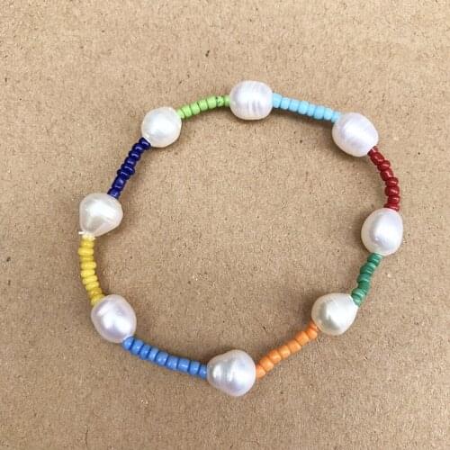 Chic Coupleglass Seed Beads Elastic CANARY BRACELET SET Friends Jewelry Bohemian Freshwater Pearl Bracelets For Women Femme 2020