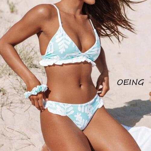 Plus Size 2 Piece Set Women Print Pink Sexy Bikini Bathing Suit Women 2021 Swimwear Women Fashion Swimsuit Women