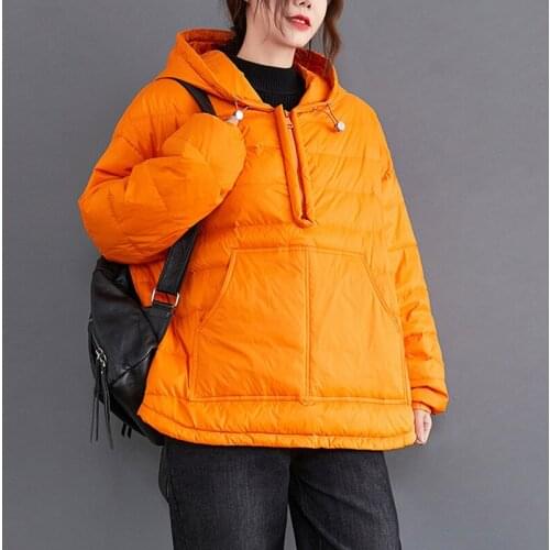 Thin Light Cotton Padded Down Coats 2021 New Hooded Street Fashion Women Autumn Winter Outerwear Oversized Jackets Parkas