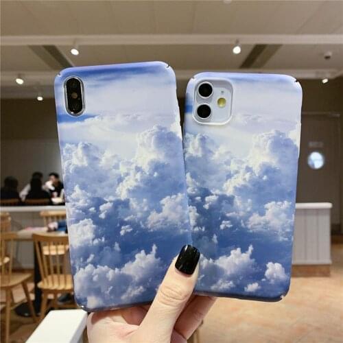 Sky and Cloud Patterned Hard Case for iPhone 11 Pro X XS Max XR 7 8 Plus Shockproof Phone Back Cover for iPhone SE 2020