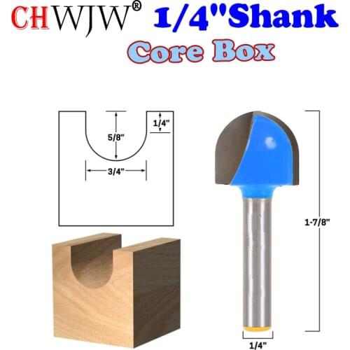 1PC 1/4" Shank Core Box Router Bit - 3/8" Radius For Woodworking Cutting Tool - Chwjw 19103q