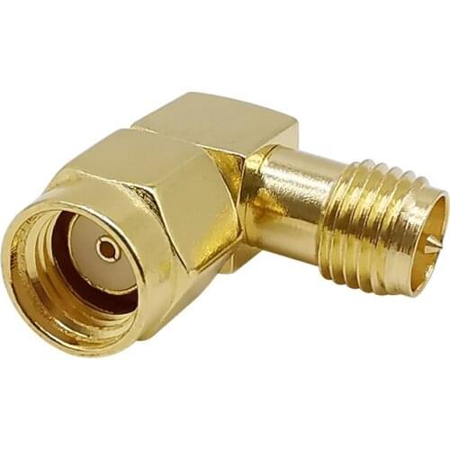 1Pcs RP SMA Male Plug to RP SMA Female Jack RF Coaxial Adapter Right Angle 90 Degrees WIFI Antenna Connector
