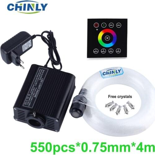 16W RGBW LED Fiber Optic Lights 2.4G wireless wall switch touch controller 4 Meters 550pcs Stars for Home Theatre Ceiling Lights