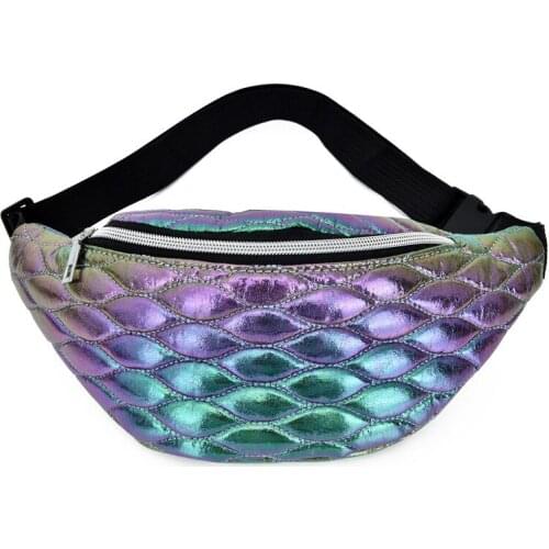 20PCS / LOT Women PU Holographic Waist bag Plaid Emboss Laser Bum Bag Chest Bag