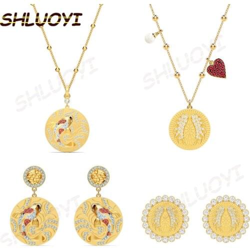 2020 Fashion Jewelry Exquisite Charming Golden Koi Fish Angel Wings Wings Female Decoration Necklace Jewelry Romantic Gift