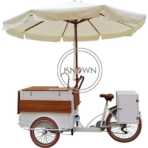 3 Wheels Outdoor Mobile Food Bicycle Electric Retro Coffee Vending Bike Tricycle for Sale
