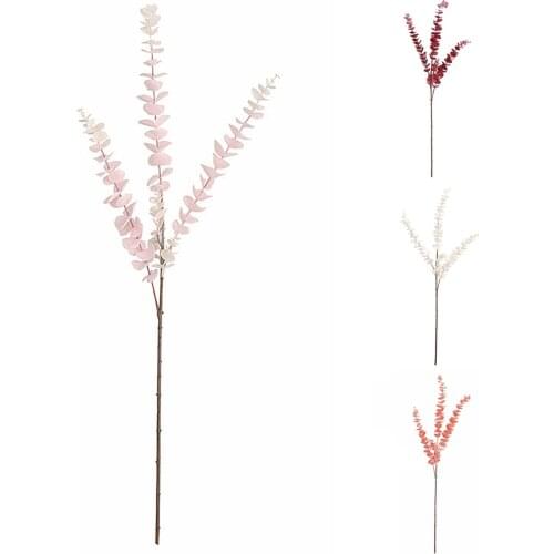 3 Forks Pink Artificial Flowers Real Touch Fake Green Leaves for Wedding Decoration Home Office Party Yard Garden Decor