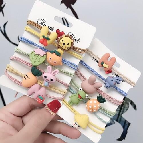 5PCS New Cute Cartoon Flower Princess Headwear Kids Elastic Hair Bands Children Ropes Girls Accessories Baby Headdress