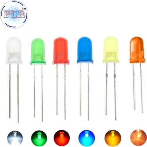 500PCS 5mm LED F5 Diode Light Diffused Assorted NEW Orange Green Blue White Yellow Red Round DIP PLR Light-Emitting Lamp Light