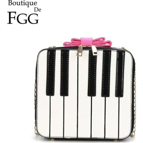 Boutique De FGG Novelty Women Handbags Piano Keyboard Girls Crossbody Bags Ladies Casual Shoulder Messenger Purse