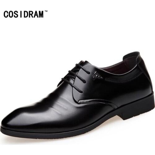 COSIDRAM New 2018 Oxfords Formal Shoes Split Leather Classic Pointed Toe Men Dress Shoes Business Wedding Shoes For Male BRM-921