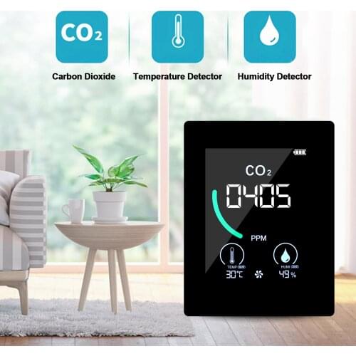 CO2 Meter Indoor Carbon Dioxide Detector with Heat Dissipation Hole Semiconductor Induction Real Time Reading Temperature