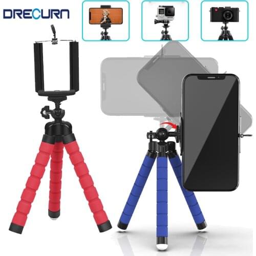 DRECURN Smartphone Tripod Stand Bendable Octopus Tripod Stand For Cramera Gopro 9 8 7 IPhone Samsung Xiaomi Huawei Mobile Phone