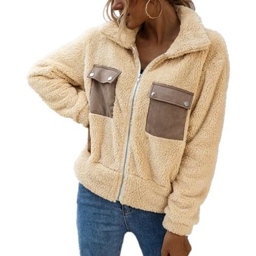 Elegant Loose Faux Fur Coat Women Autumn Winter Warm Soft Zipper Fur Jacket Female Plush Overcoat Pocket Casual Teddy Outwear