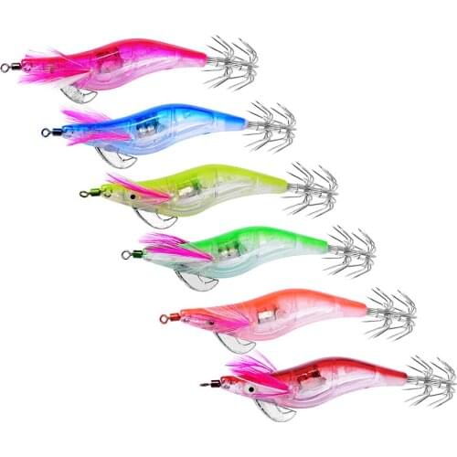 Electric Shrimp Fishing Lure Artificial Bait Squid Jig Hook Night Attract Fish Attention Enter Water Light 1 Piece SALE
