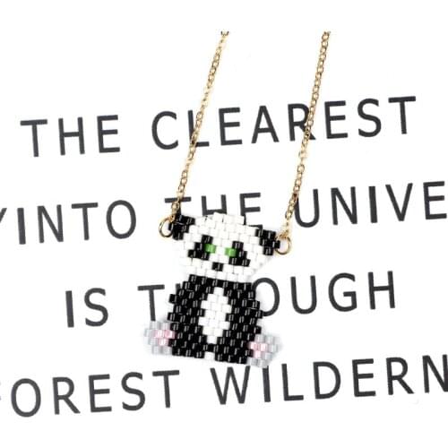 FAIRYWOO Cute Necklace Miyuki Jewelry Animals Panda Black Pendants Fashion Trendy Friendship Gifts Woman Girls Collier Choker