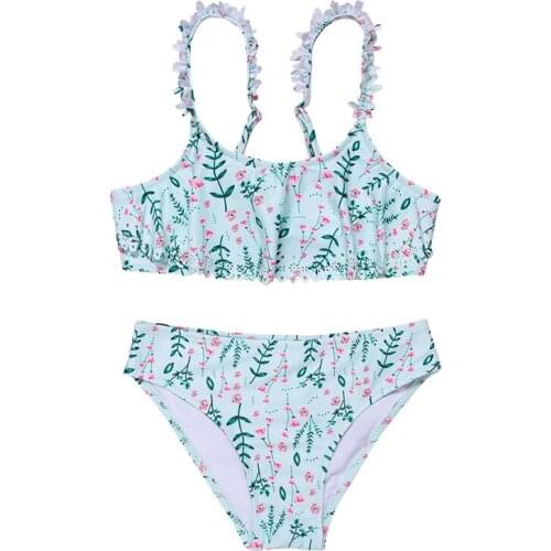 Girl Set New Hot Sale Sexy Push-up Bikini Girl Butterfly Print High Waist Two Pieces Bikini Swimwear Swimsuit Beachwear 7-13T
