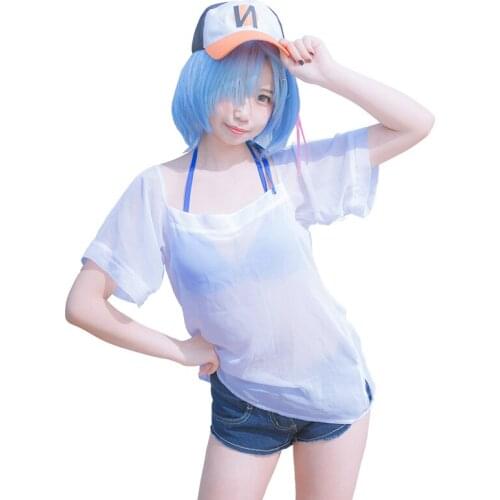 Anime Re:Life in a Different World from Zero Rem Cosplay Costume Swimsuit Bikini Cosplay Costume Halloween Costumes for Women