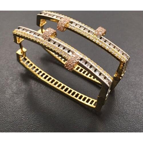 Lanyika Fashion Jewelry Exquisite Square Big Ear Loops Micro Plated Romantic Wedding Party Earrings Bridal Daily Best Gift