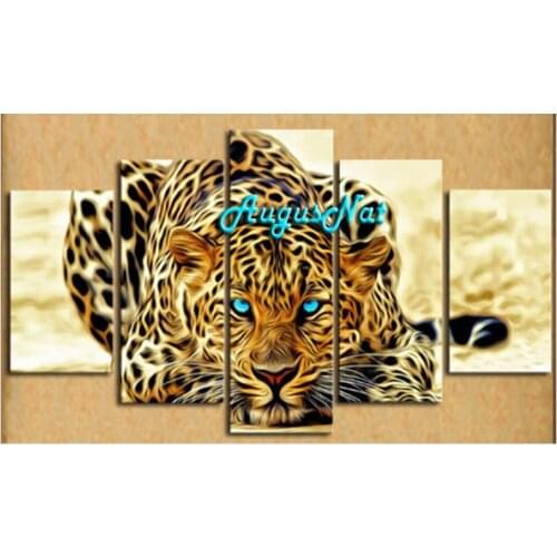 Multi-picture combination diamond painting set 5d diy full drill diamond sticker leopard wall art animals rhinestone pasted gift