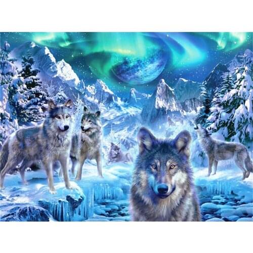 Wolf Animal Winter Printed 11CT Cross-Stitch Full Kit DIY Embroidery DMC Threads Hobby Knitting Handmade Needlework Needle