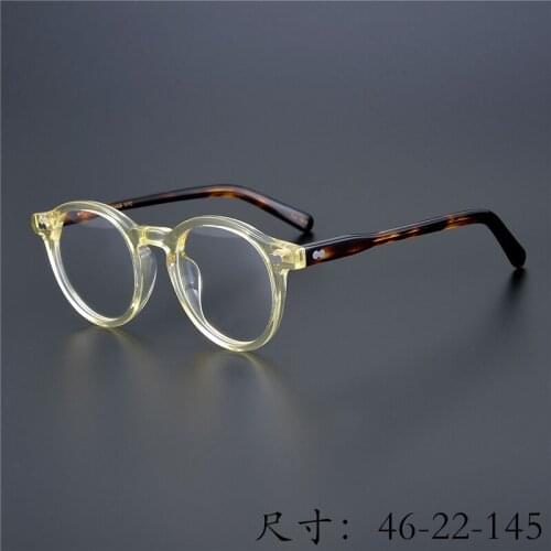 New Arrive Original Quality Limited Edition Vintage Acetate Eyeglass Frame Hand Made Women Men Retro Round Design Engraved Logo