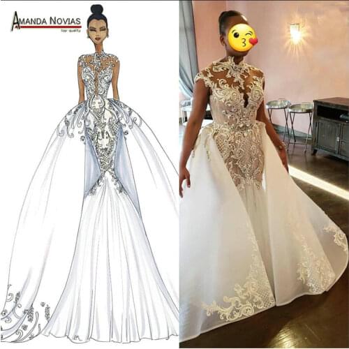New luxury african wedding dress wedding gowns mermaid dress with skirt 2 in 1
