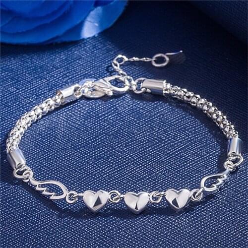New Fashion Princess Heart Bracelet For Women Jewelry Charm Silver 925 Bracelet Girl Accessories Lady Christmas Gift