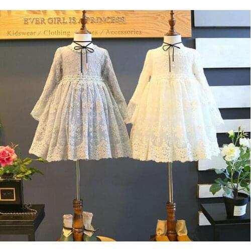 Long sleeve girl dress 2020 spring kids girl princess birthday baby lace ballet short dress kids clothes