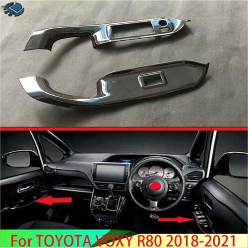 For TOYOTA VOXY R80 Right Hand Drive 2018 2019 ABS piano black Door Window Armrest Cover Switch Panel Trim Molding Garnish