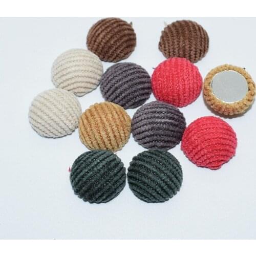 50pcs 15mm Striped Fabric Covered Round Flatback Cabochon Decoration Chunky Buttons Diy Handmade Scrapbooking Crafts