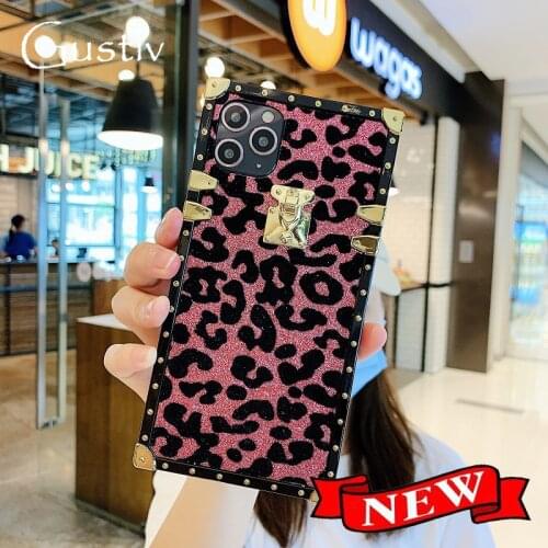 Huawei P40 Luxury Glitter Leopard Phone Case For Huawei Mate 30 20 20X P20 P30 Lite Pro Luxury Soft Silicone Square Back Cover