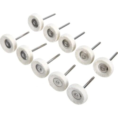 Mayitr 10Pcs Rotary Tool Accessories 25mm Wool Felt Polishing Buffing Drill Grinder Wheel Grinding Polishing Pad With 3mm Shanks