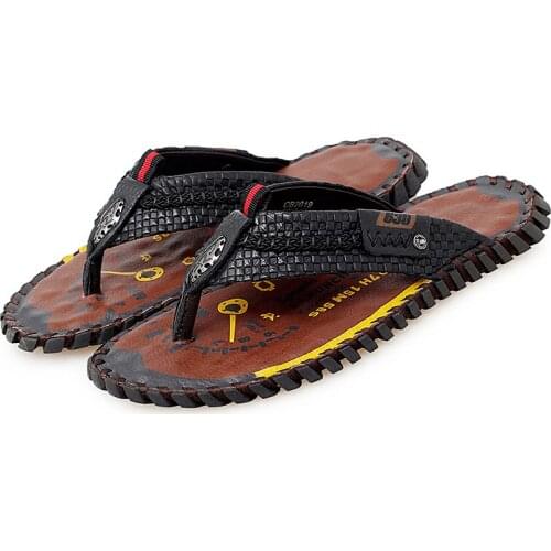 Mens Sandals Summer Shoes Outdoor Beach Genuine Leather Flip Flops Men Slippers Moccasins Casual Shoes Sports Thick Sole Shoes