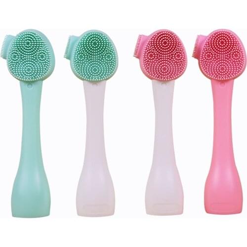 Silicone Facial Cleansing Brush Double Side Soft Hair Face Massage Washing Brush Portable Skin Care Tool