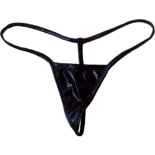 Shiny G String Micro Mini Sexy Panties For Women Underwear Metallic Pu Leather thong Ladies Tanga Erotic Lingerie