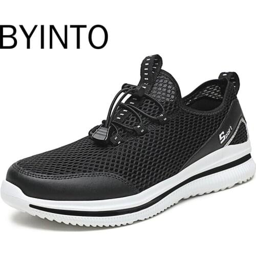 Big Size 39-48 Summer Men Sport Shoes Light Breathable Hollow Mesh Sneaker Man Elastic Band Walking Tennis Shoes Tenis Masculino