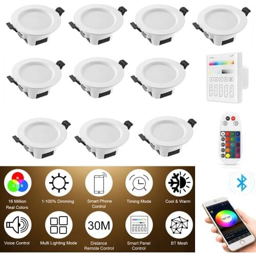 10X RGB Warm Cool White 3in1 LED Ceiling Lamp Panel Down Light WIFI/Bluetooth Mesh /Wall Touch/APP/Voice Controller Timer Dimmer