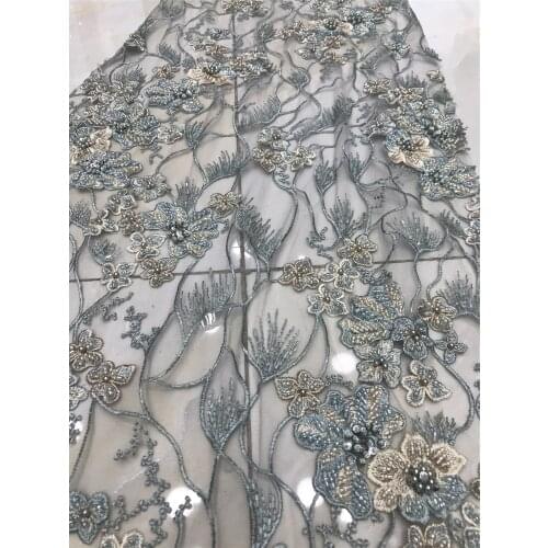 High-quality luxurious handmade bead tulle embroidery, suitable for fashionable ladies' dress design fabrics