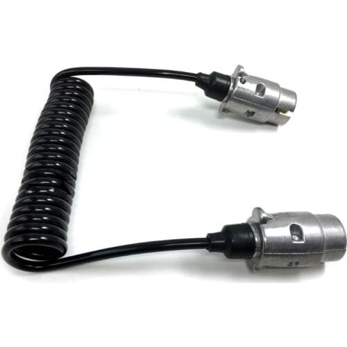 X7AE 7 Pin Metal Trailer Plugs w/curly extension Cable Lead 1.5M Male To Male 12V Trailer Lighting Board Caravan