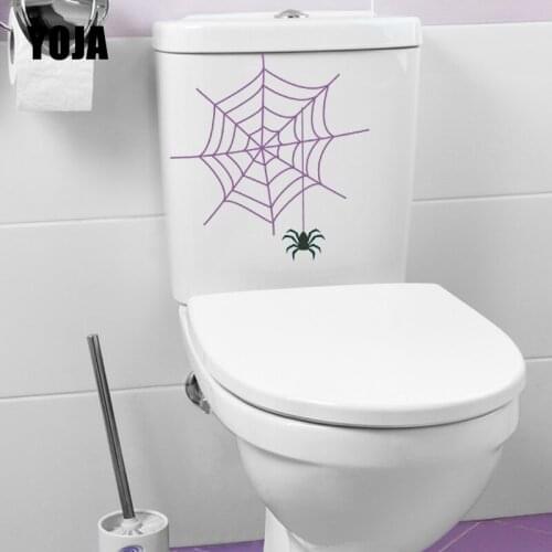 YOJA 22.5X23.5CM Living Room Home Decor Wall Sticker Toilet Decal Beatiful Cartoon Spider Web T5-1306