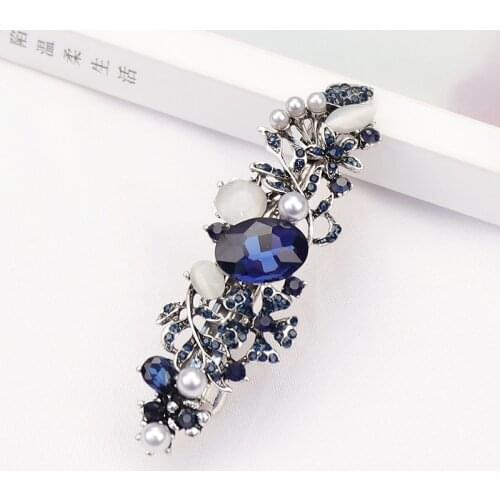 New Crystal Hair Clip Vintage Opal Leaf Resin Flower Headwear OL For Women Girls Elegant Barrettes Hair Accessories Hairpin