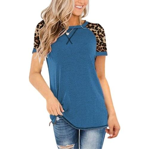 T Shirt Women 2021 New Arrival Summer Style Leopard Round Collar Short Sleeve T-shirt Garment Tshirt Dropshipping LCY2101