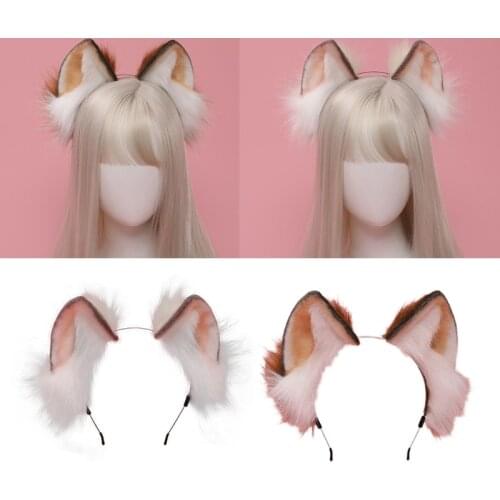2021 Women Animal Ears Headdress Plush Furry Lolita Headband Anime for Halloween Christmas Handmade Cosplay Accessories