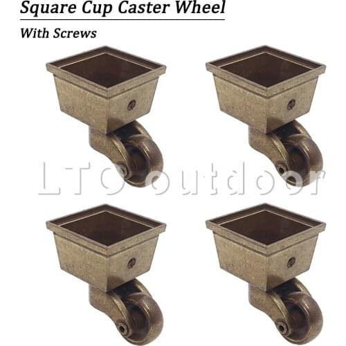 1/4Pcs Zinc Alloy Caster Wheels Swivel Furniture Caster Wheel with Square Cup for Sofa Chair Furniture Accessories