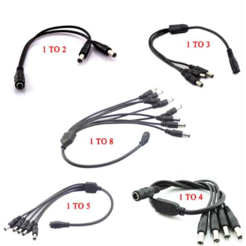 12V DC Power Splitter Plug 1 Female to 2 3 4 5 6 8 Male CCTV Cable Camera Cable CCTV Accessories Power Supply Adapter 2.1*5.5mm